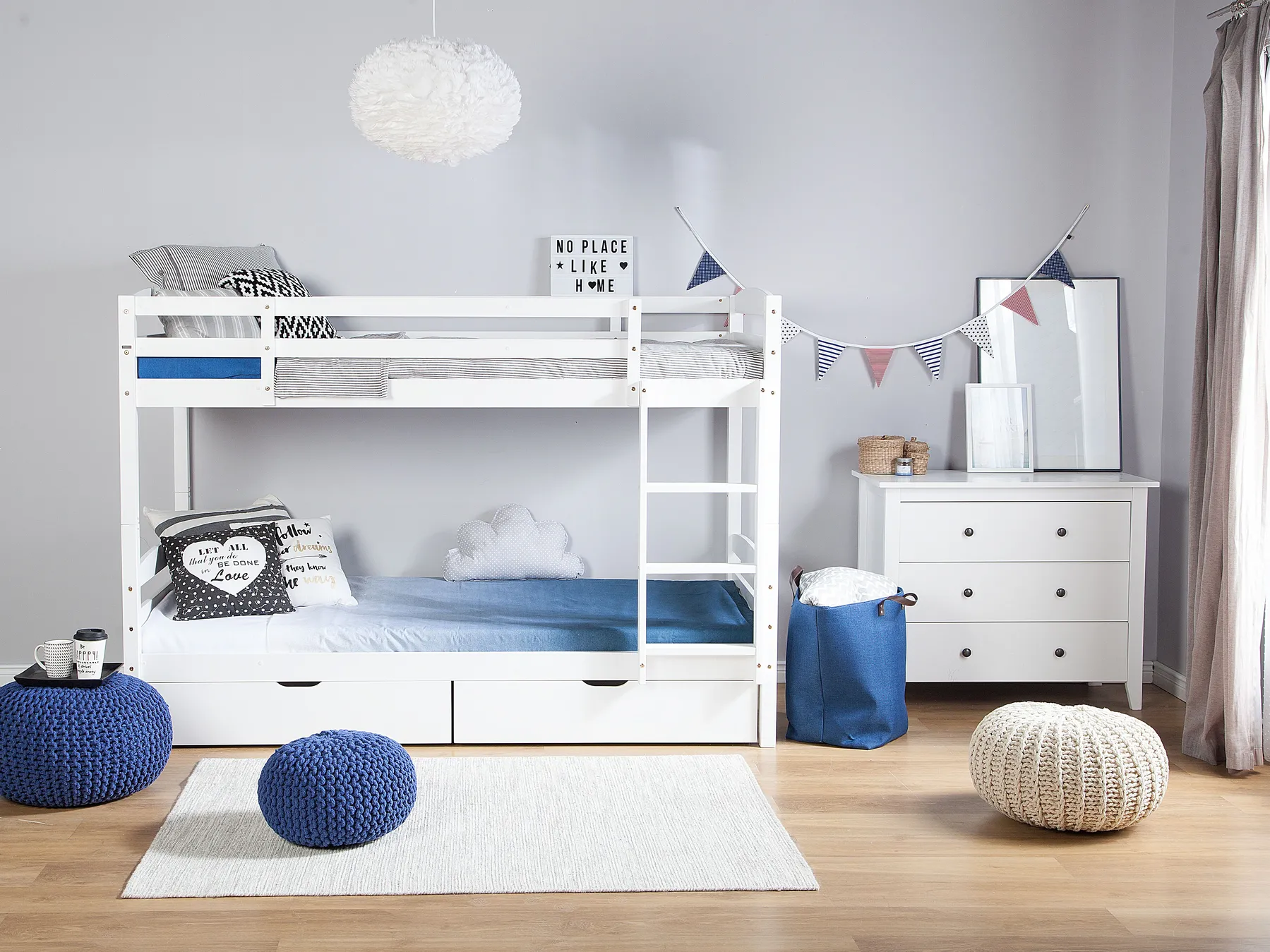 Bunk Bed with Drawers REGAT Pine Wood White 90 x 200 cm (EU Single)_797301