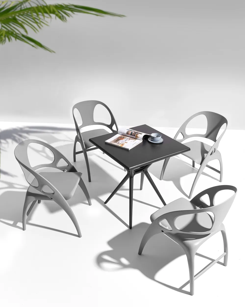 Set of 4 Garden Chairs NEMI Folding Grey