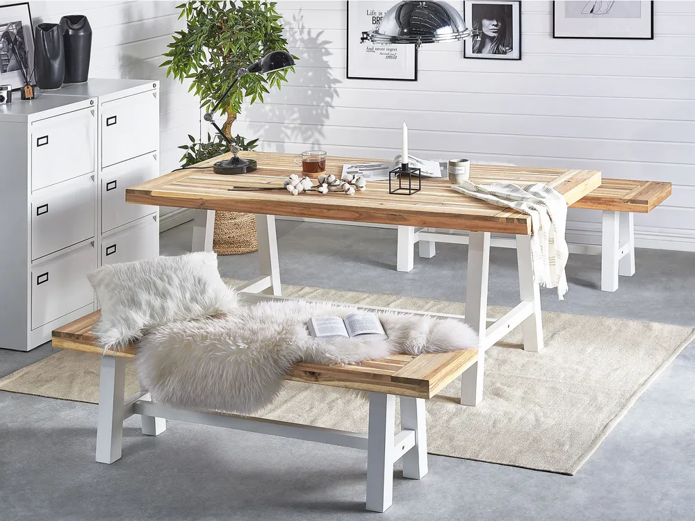 Garden Bench SCANIA 140 cm Acacia Wood White_760520