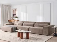 Modular Corner Sofa 4 Seater HELLNAR Fabric Light Brown Right Hand_912359