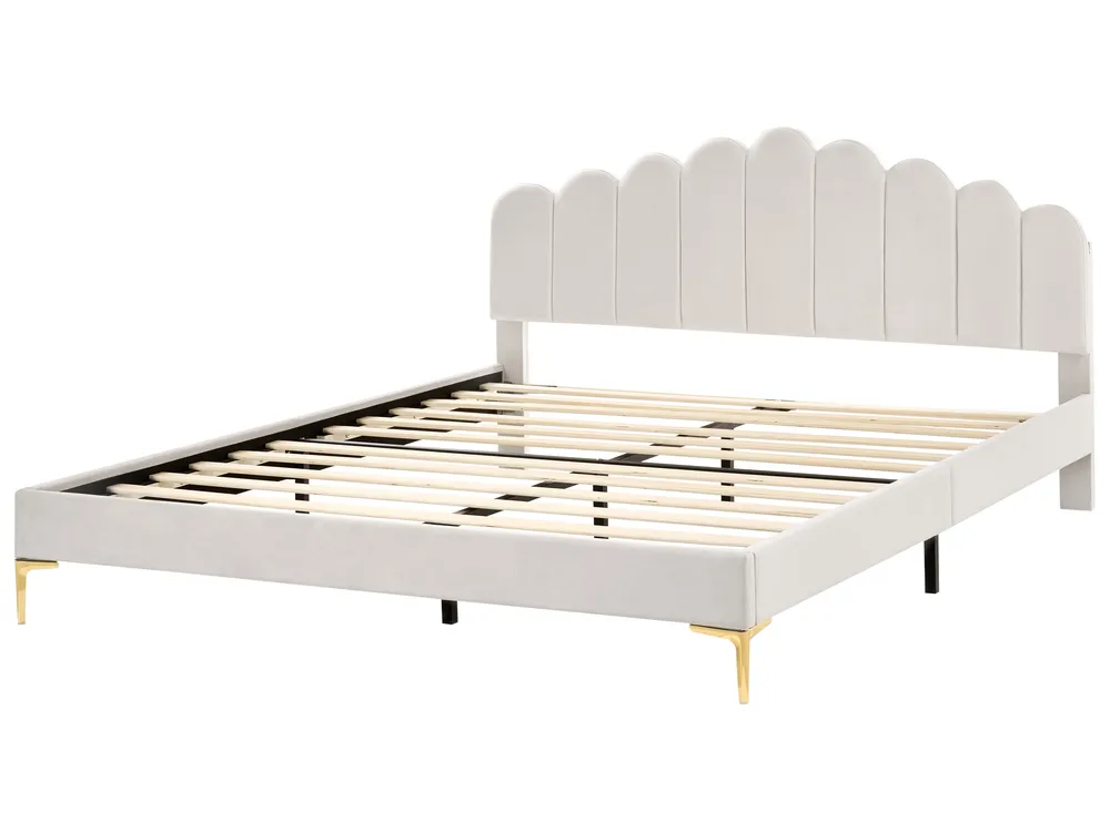 Bed Velvet SAUVIAN 180 x 200 cm (EU Super King) Off-White_1014482