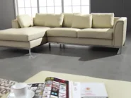 Corner Sofa 4 Seater OSLO with Ottoman Leather Light Beige Right Hand_898084