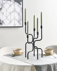 Candle Holder PORRTELA 50 cm Metal Black_968473