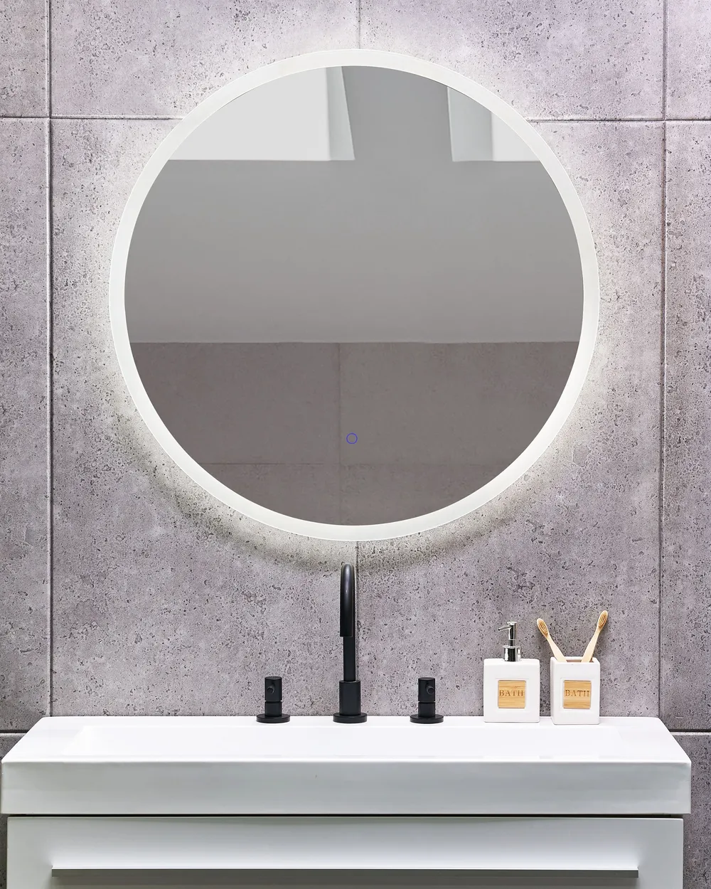 Badrumsspegel med LED DEAUVILLE 79 cm 79 cm Silver_863038