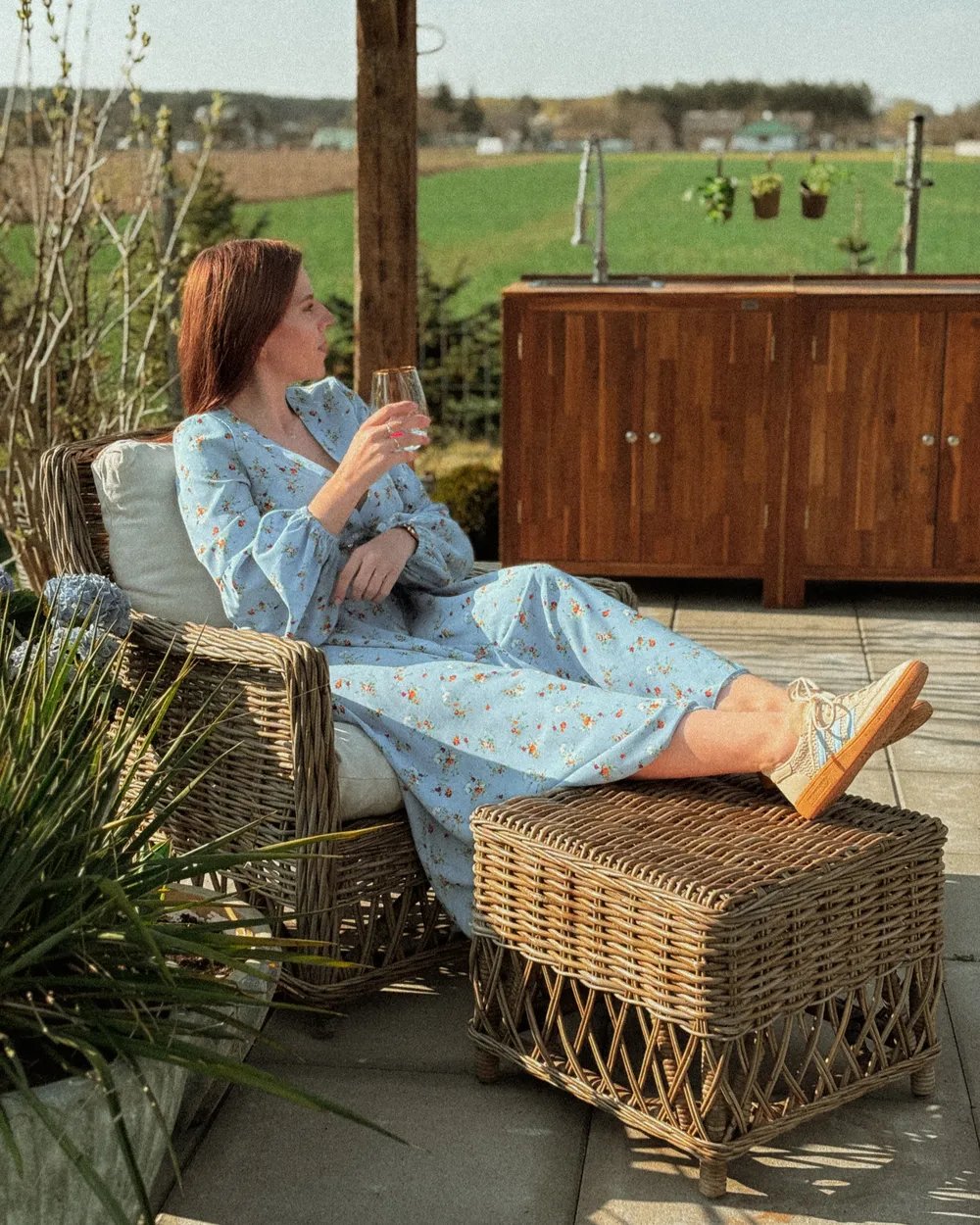 Garden Armchair with Cushions RIBOLLA with Footstool Rattan Natural_1072054