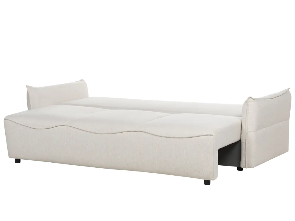 Sofa Bed 3 Seater KRAMA with Storage Fabric Off-White_898294