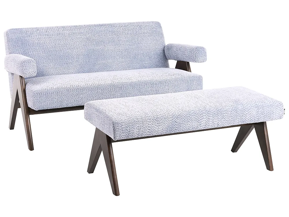 Living Room Set TAMRE Chenille Light Blue/ Dark Brown_1185303