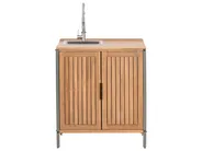 Outdoor Kitchen Cabinet with Sink IVREA Brown/ Silver Certified Acacia Wood_988098