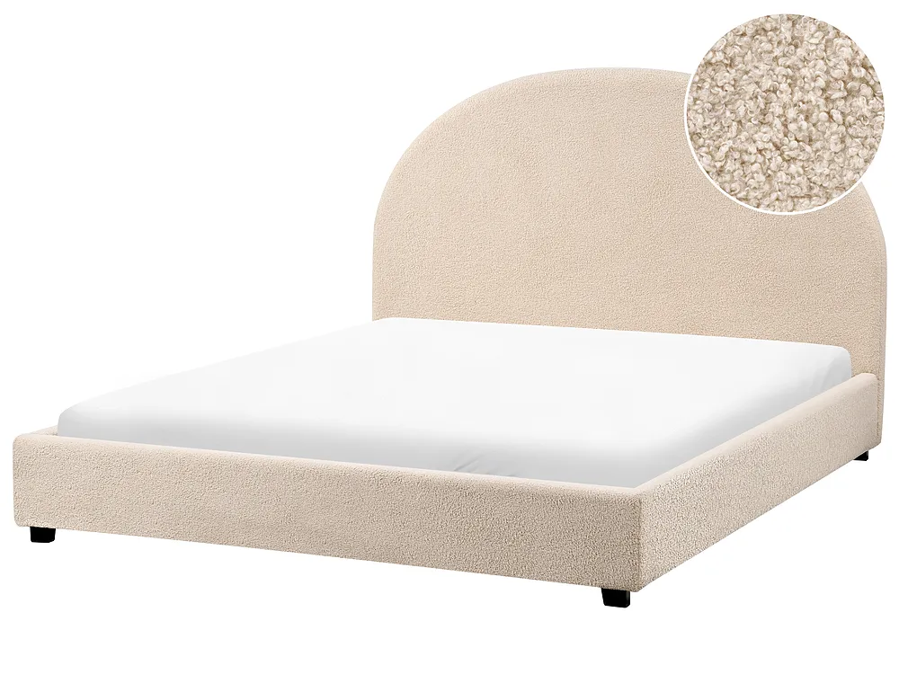 Säng med lamellram Bouclé VAUCLUSE 140 x 200 cm Beige_975994