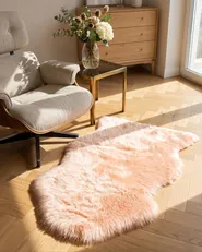 Sheepskin Rug ULURU Peach Pink 65 x 110 cm_704813