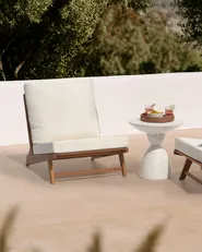 Garden Chair with Cushion MICCIANO Acacia Wood Off-White_958555