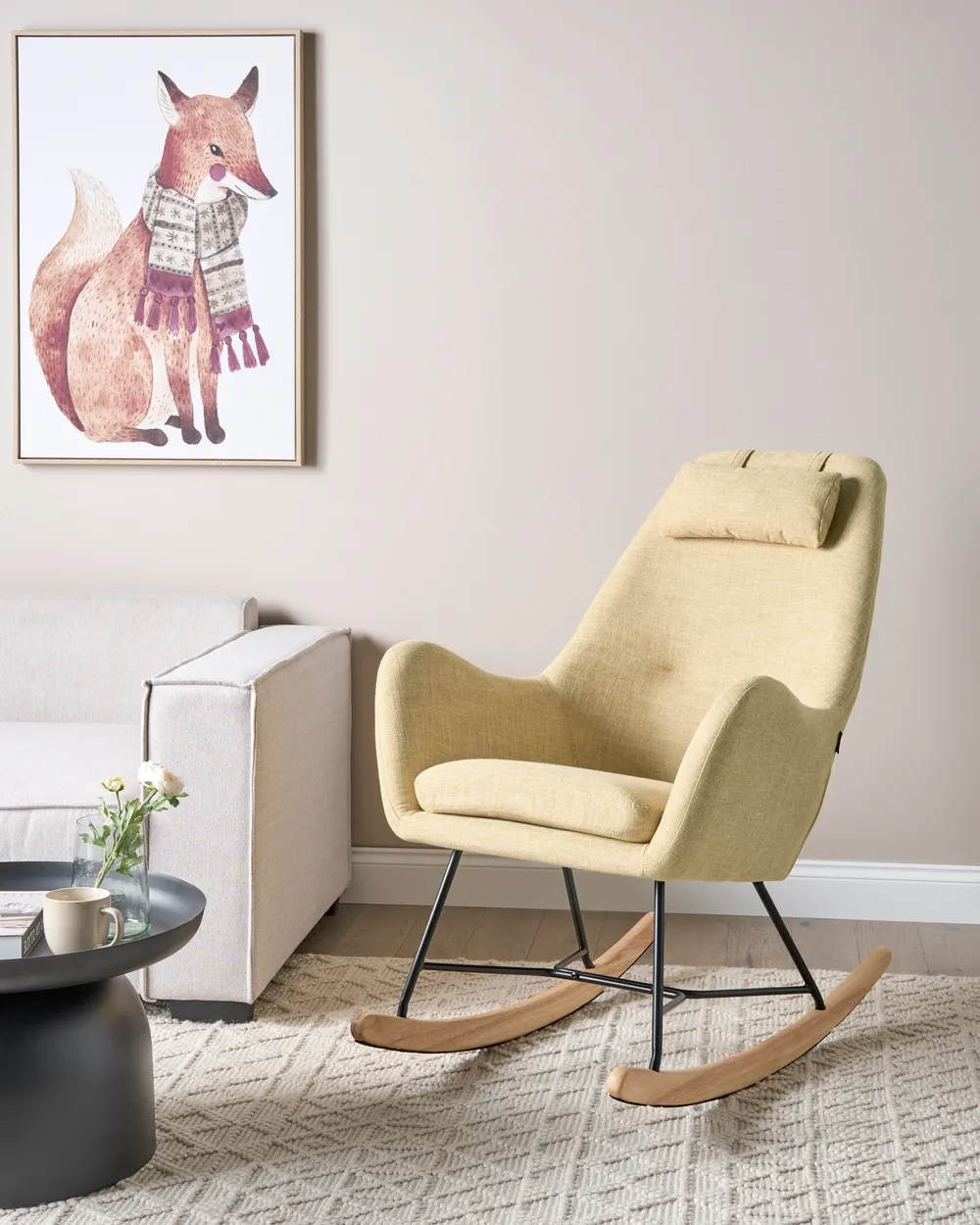 Rocking Chair ARRIE Fabric Yellow