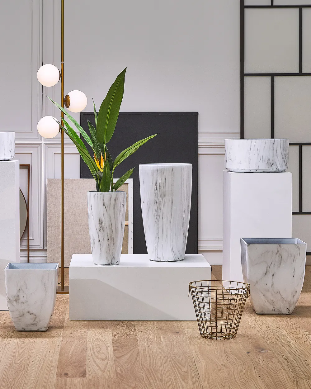 Plant Pot MIRO 28 cm White Marble