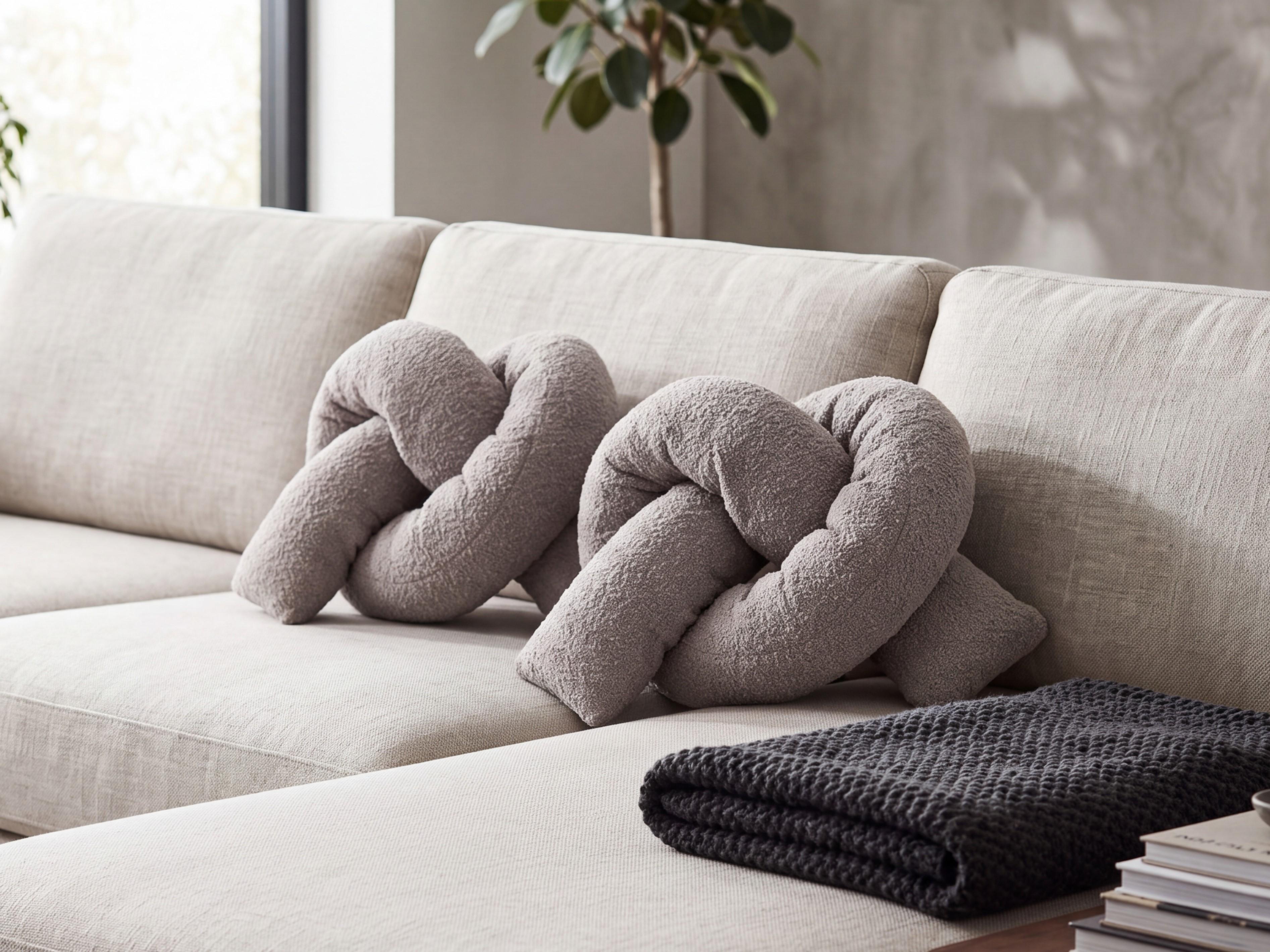 Set of 2 Decorative Cushions GLADIOLUS 172 x 14 cm Boucle Grey Solid