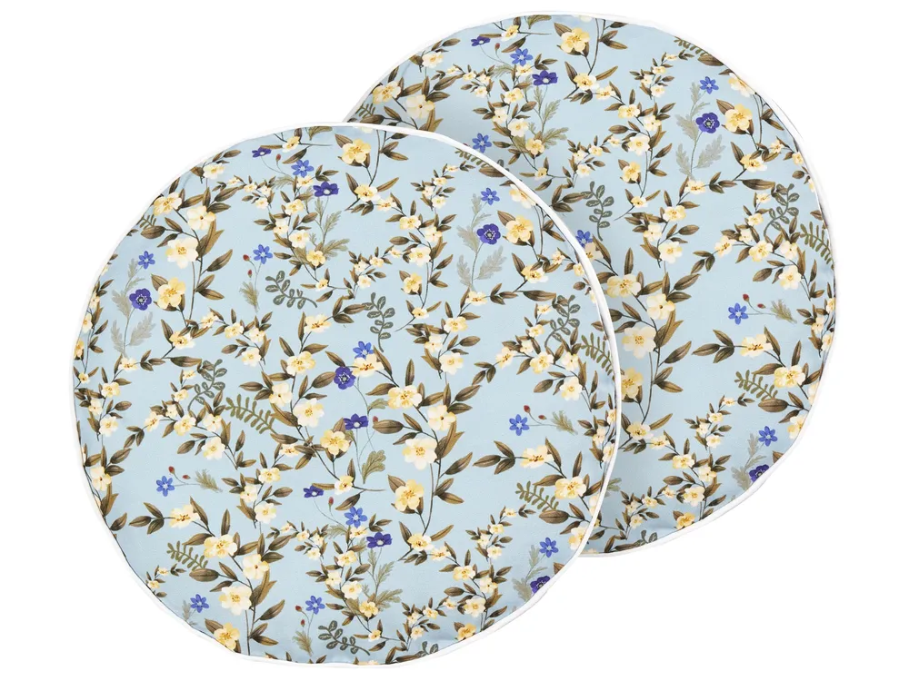 Set of 2 Outdoor Cushions VALLORIA Floral Pattern 40 x 40 cm Light Blue