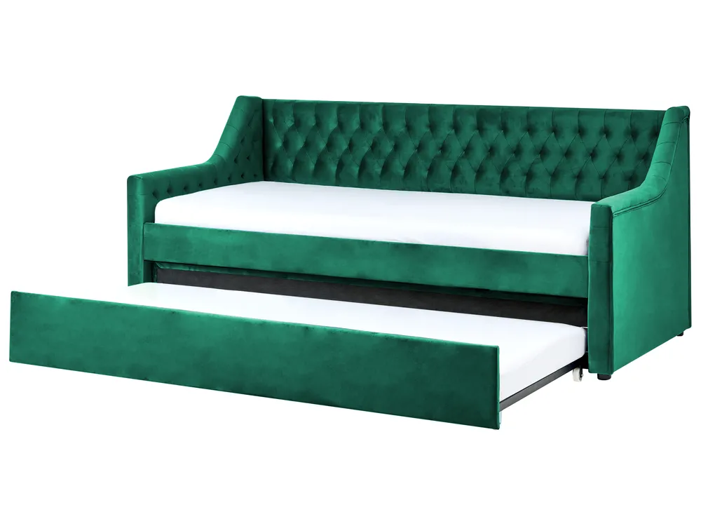 Trundle Bed Velvet MONTARGIS 90 x 200 cm (EU Single) Emerald Green