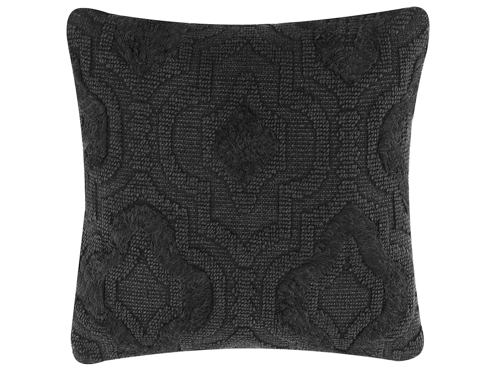 Throw Cushion PAIKA 45 x 45 cm Cotton Dark Grey Solid