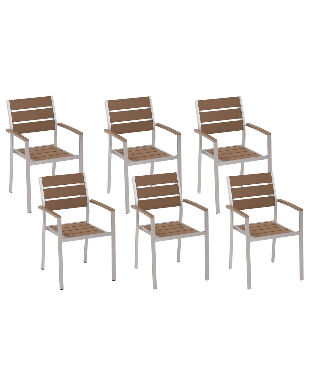 Set med 6 trädgårdsstolar VERNIO Brun