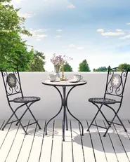 Set med 2 trädgårdsstolar CARIATI Metall Svart_825731