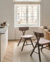 Set of 2 Dining Chairs LELAND Wood Brown/ Taupe