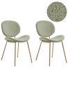 Set of 2 Dining Chairs LUANA Boucle Light Green
