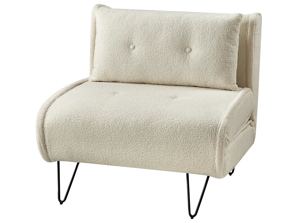 Single Sofa Bed VESTFOLD Boucle Off-White_930406