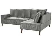 Corner Sofa 3 Seater GRENA Velvet Light Grey Left Hand_837250