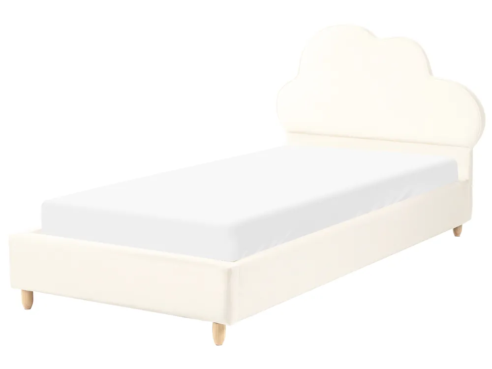 Kids Bed Cloud Velvet BELLEVUE 90 x 200 cm (EU Single) Light Beige