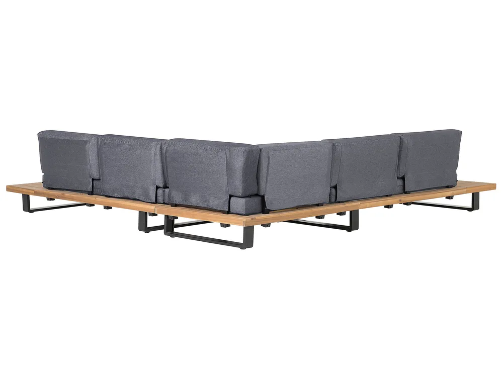 Garden Corner Sofa with Table 5 Seater MYKONOS Certified Acacia Wood Dark Grey Right Hand_737845