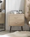 Sängbord med 2 förvaringslådor ESSONNE Konstläder Beige