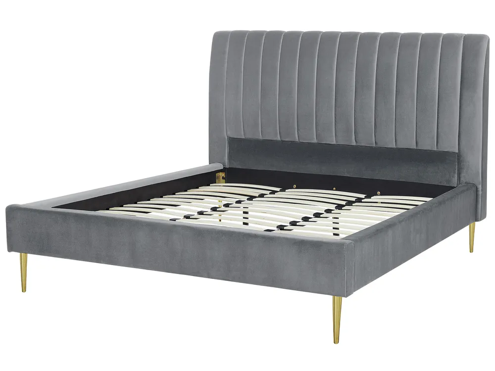 Bed Velvet MARVILLE 180 x 200 cm (EU Super King) Grey_792246