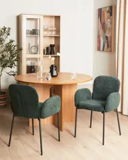 Set of 2 Dining Chairs ALBEE Fabric Dark Green_908189
