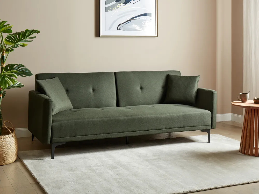 Sofa Bed 3 Seater LUCAN Fabric Green