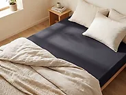 Fitted Sheet JANBU 90 x 200 cm Cotton Black_1178570