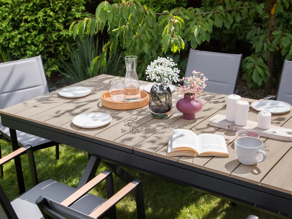 Extending Garden Dining Table FANES 184/242 cm 90 cm Metal Graphite Grey