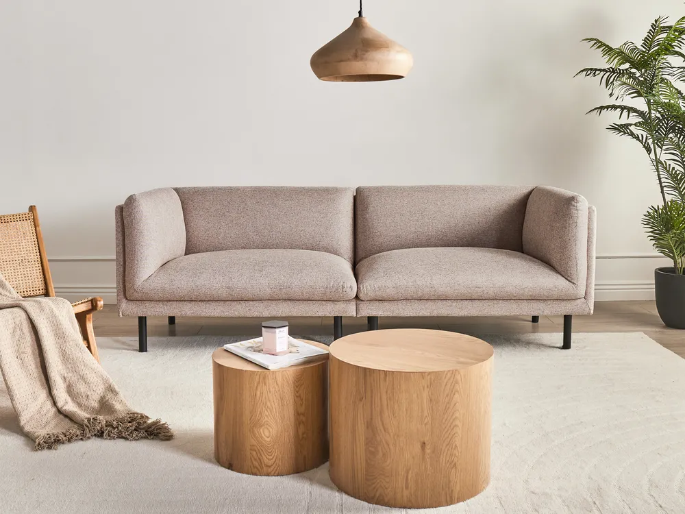 Sofa 3 Seater VORGOD Fabric Light Brown