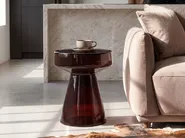 Set of 2 Side Tables LAGUNA/CALDERA Glass Dark Brown_1093654