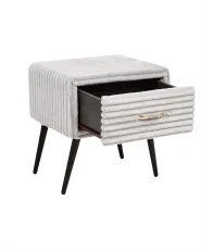 1 Drawer Bedside Table FLAYAT Corduroy Light Grey_968037