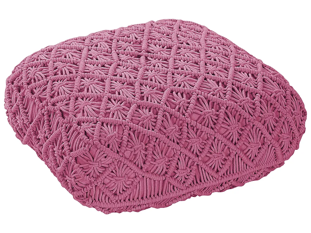 Pouffe Macramé BERRECHID Cotton Pink_1171938