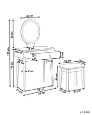 Dressing Table with Mirror and Stool ROSEY LED White_844808