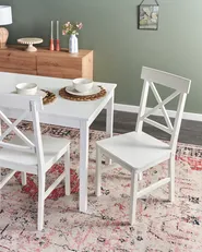 Set of 2 Dining Chairs BARLEE Poplar Wood White_975577