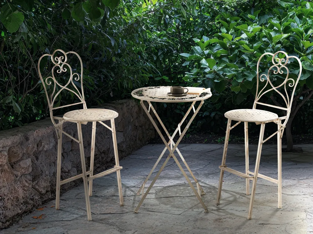 Garden Bar Table TRIESTE 60 cm 60 cm Metal Light Beige_971663