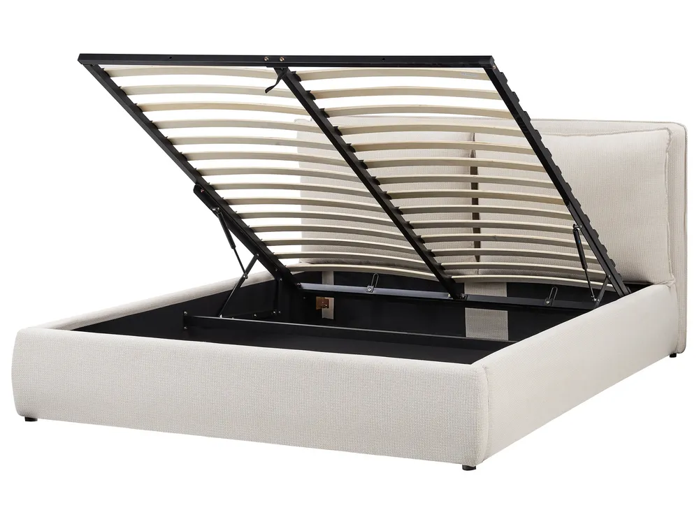 Ottoman Bed BAJONNA Fabric Beige 160 x 200 cm (EU King Size)