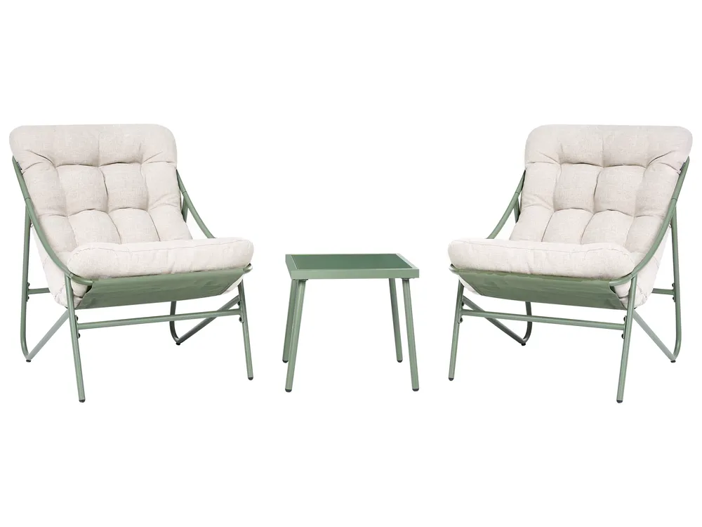 Garden Lounge Set with Table 2 Seater MOLVENO Metal Beige/ Green