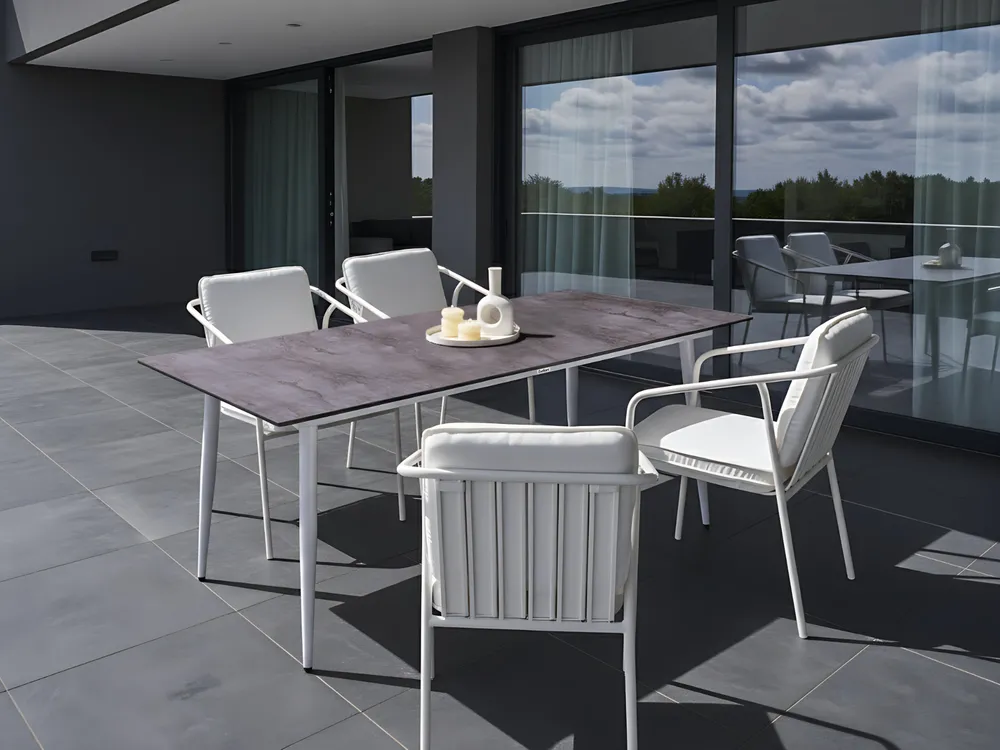 Garden Dining Table TOLENTINO 180 cm 90 cm Stone Effect Grey