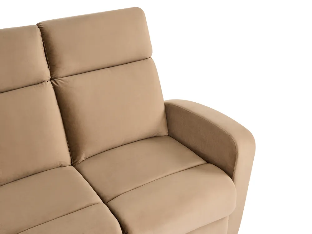 Manual Recliner Living Room Set 3 Seater VERDAL Velvet Light Brown_1081286
