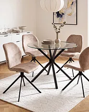 Set med 4 matstolar Vridbar MORRISON Sammet Beige_1155978