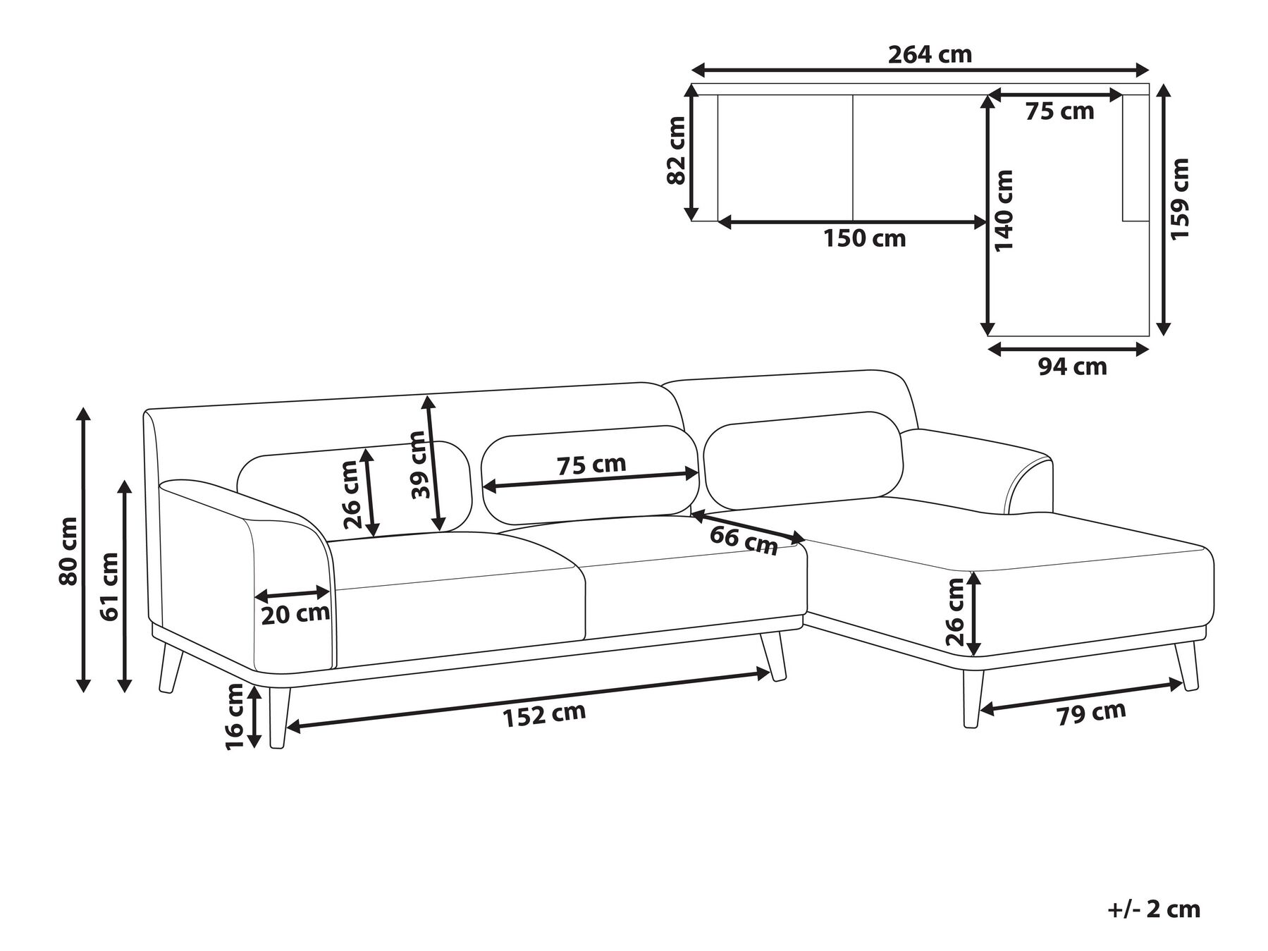 Corner Sofa 3 Seater SIMOS Corduroy Dark Green Left Hand_896931