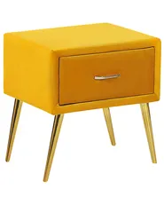 1 Drawer Bedside Table FLAYAT Velvet Mustard_767960