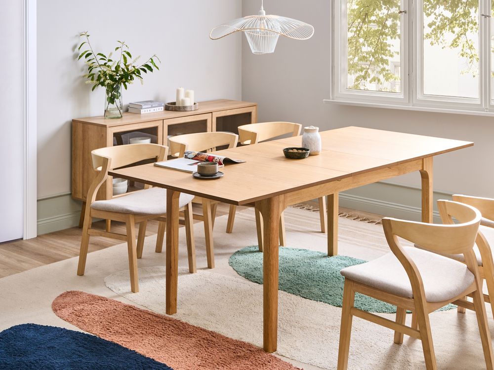 Extending Dining Table DELMAS Light Ash Wood 160/200 cm 90 cm